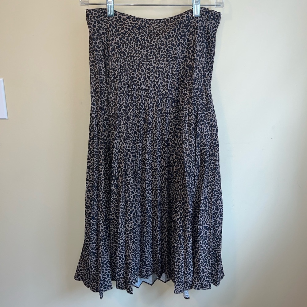 Frank & Oak long pleated cheetah skirt